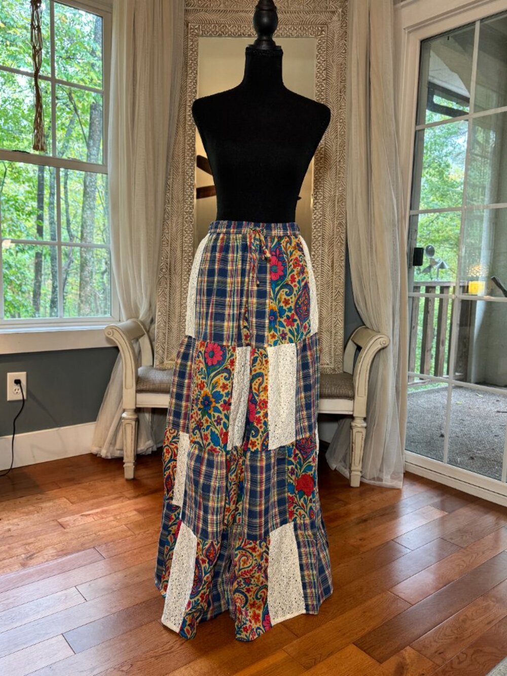 Natural Life Patti Patchwork Palazzo Pants Small NWT Boho Festival Wide Leg - Picture 3 of 9